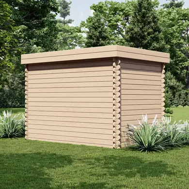 Holzgartenhaus LIVO 6,4 m² - Flachdach - 28 mm Bohlen - OOGarden