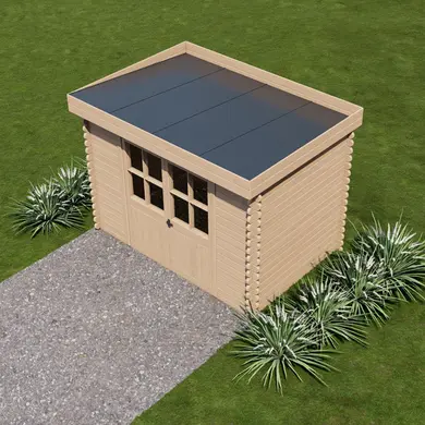 Holzgartenhaus LIVO 6,4 m² - Flachdach - 28 mm Bohlen - OOGarden