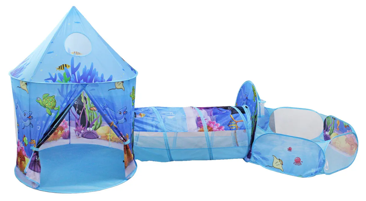 Tente de jeu OcÃ©an avec tunnel et piscine Ã  balles pour enfants