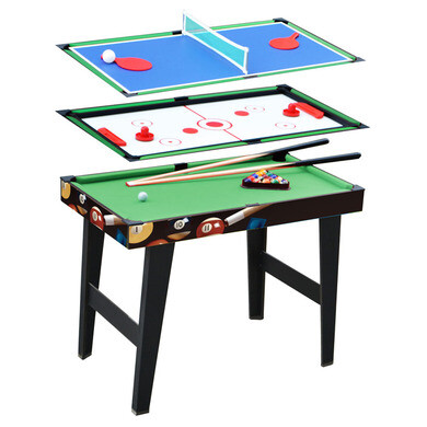 Table multi jeux 3 en 1 : billard, tennis de table et air hockey