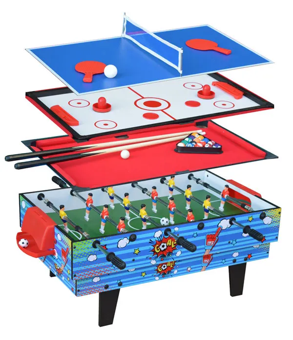 Mini table multi jeux 4 en 1 : Baby foot, Billard, PingPong, hockey