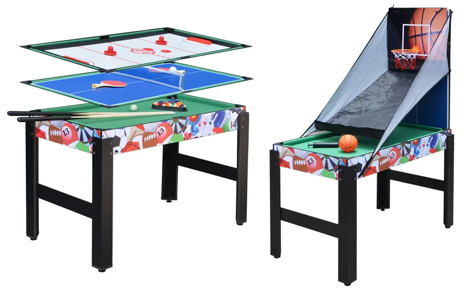 Table multi jeux 4 en 1 : Basket, Billard, Tennis de table, Hockey