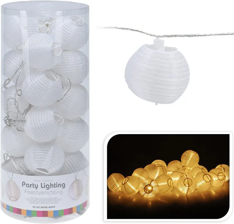 Guirlande exterieure 20 lampions nylon blanc