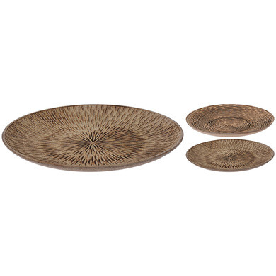 Assiette en bois diamètre 39,5 cm motifs aléatoire