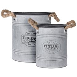 Lot de 2 pots zinc Vintage Garden diamètre 22,5 cm  - OOGarden
