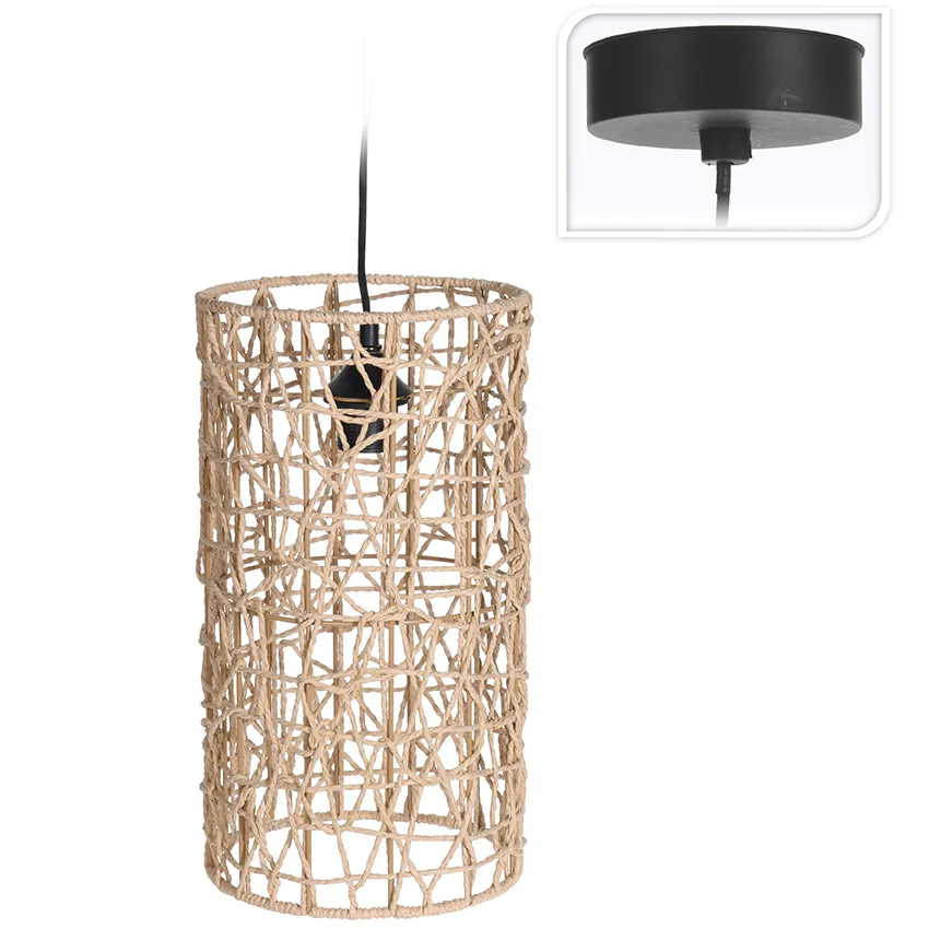 Suspension en papier tressé cylindre 40 cm naturelle