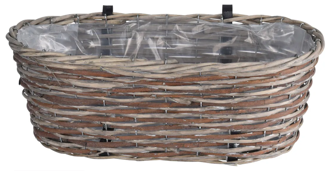 JardiniÃ¨re en bois tressÃ©e suspendu naturel 45 x 16 cm Hanga