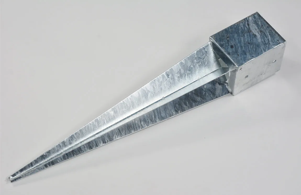 Lot de 4 support acier pour poteaux   Ã  enfoncer   12x12 cm