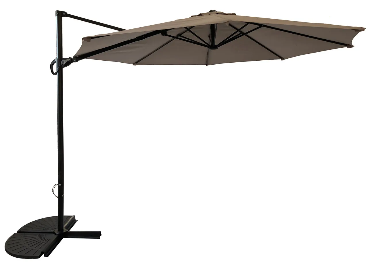 Parasol dÃ©portÃ© rotatif 3m gris galet PAPOUASIE