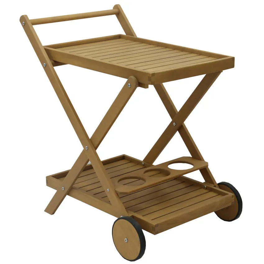 Desserte roulante en bois 51 x 68 x 75 cm avec 2 roues TINH