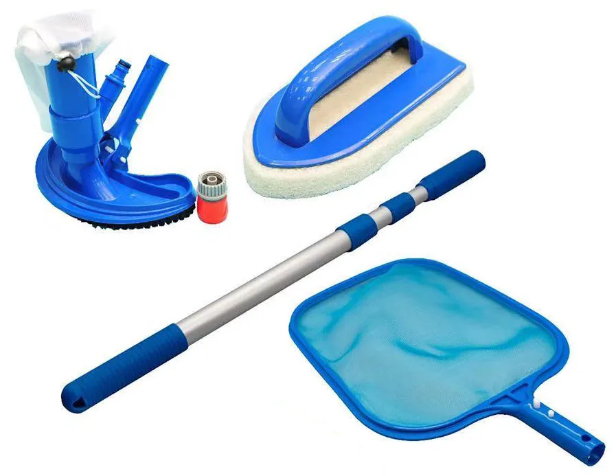 Kit d'Accessoires de Nettoyage pour Piscine Balai, Ãpuisette et Brosse