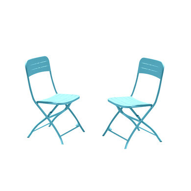 Lot de 2 chaises acier bleu océan bistrot