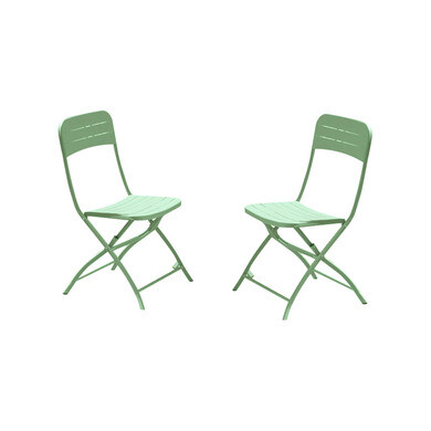 Lot de 2 chaises acier vert amande bistrot