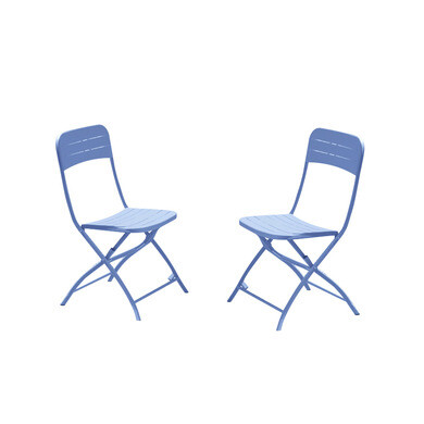 Lot de 2 chaises acier bleu ciel bistrot