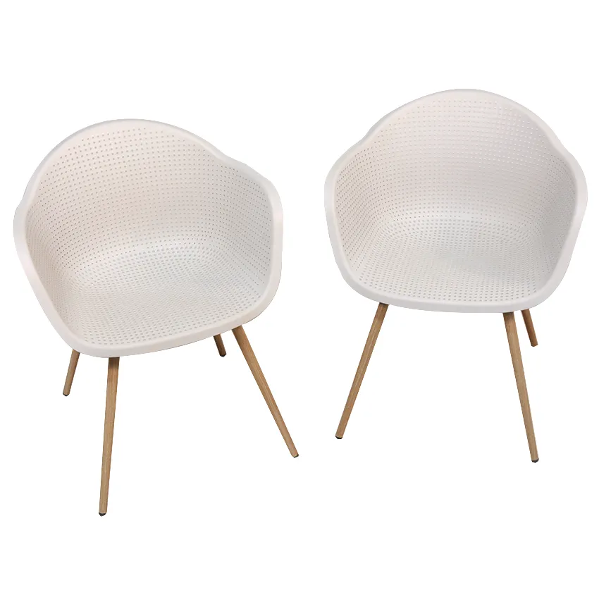 Lot de 2 fauteuils coque en résine blanche FJORD