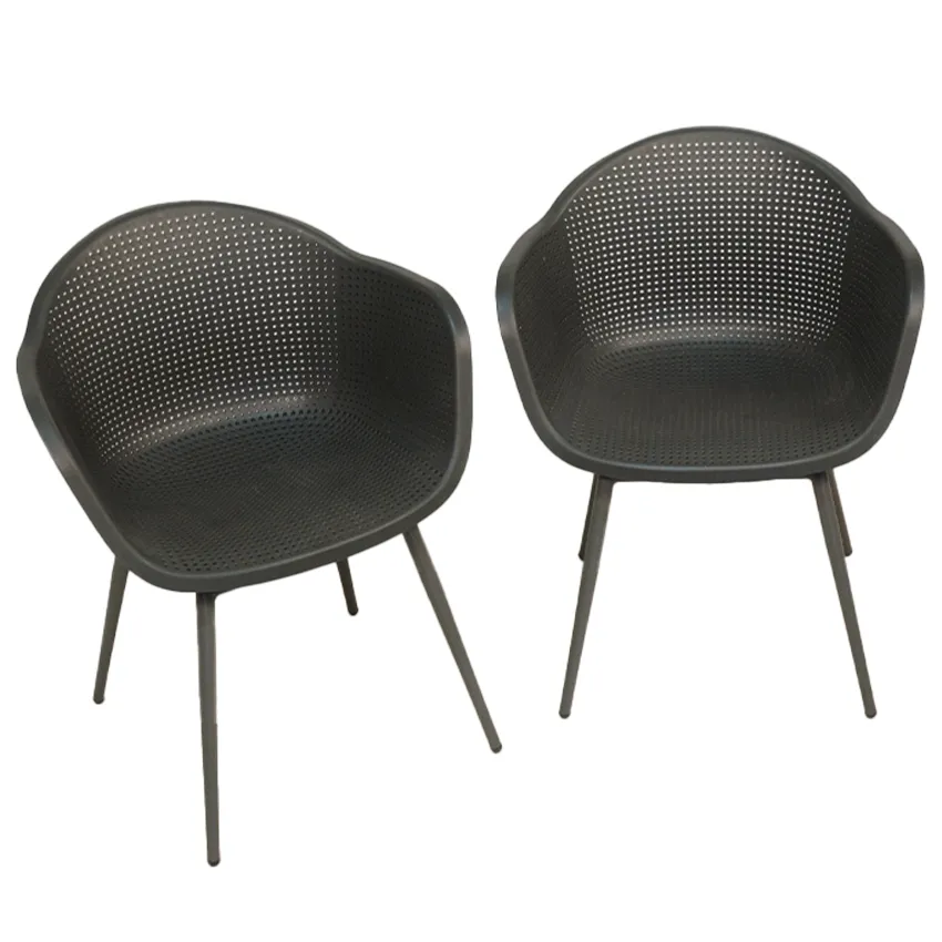 Lot de 2 fauteuils coque en résine anthracite FJORD