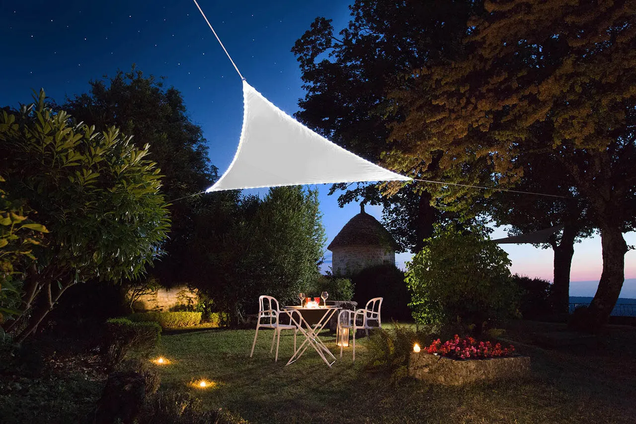 Voile d'ombrage triangulaire LED 3.6 M blanc
