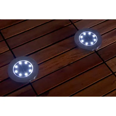 Lot De 2 Spots LED Solaires Encastrables Au Sol - Design Carré 4 Coins, Acier Inoxydable Et Verre - IP67, Supporte 1250 Kg - Éclairage Extérieur Automatique