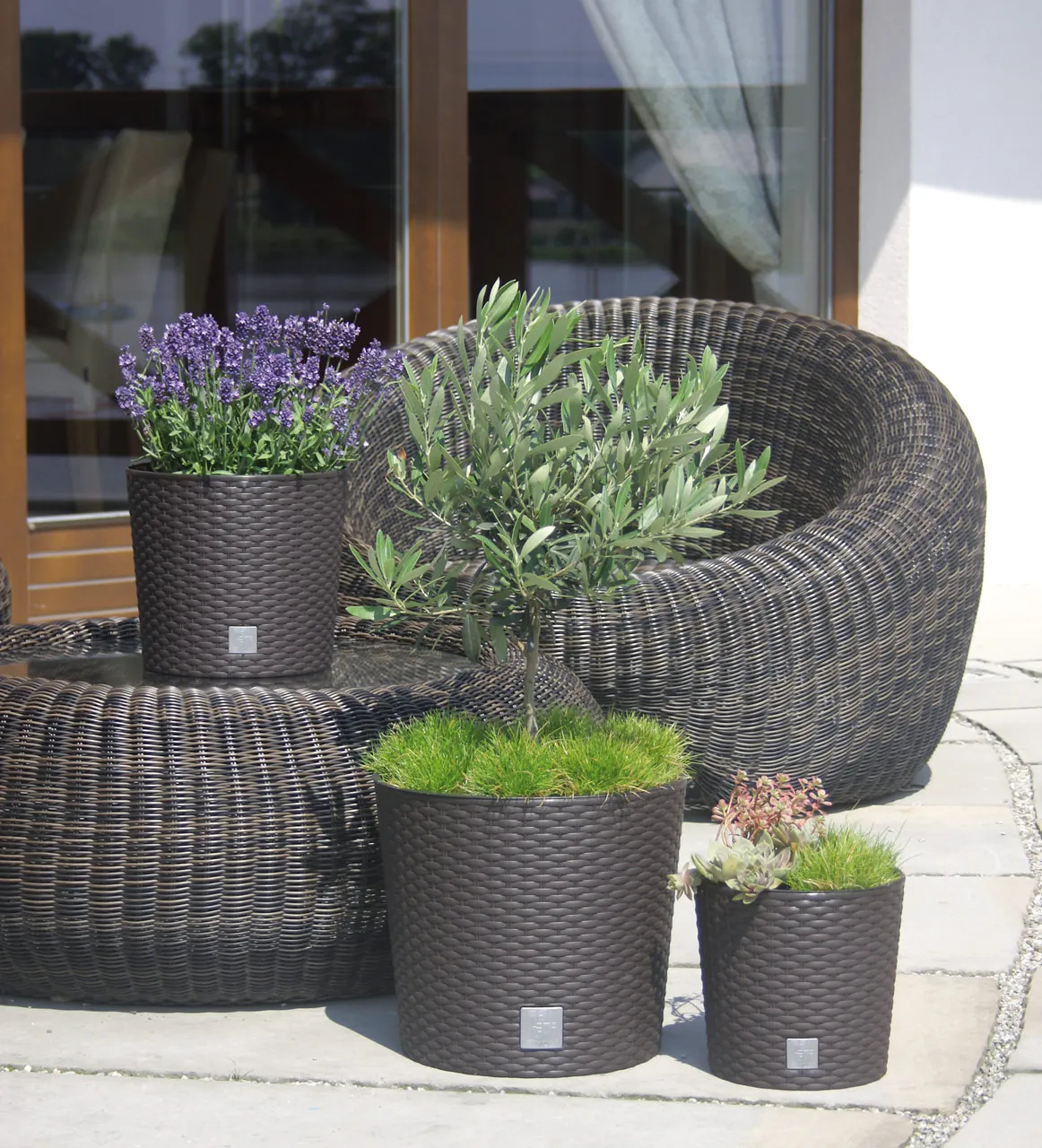 Pot de fleurs en plastique rond RATO 40 cm 35L Anthracite