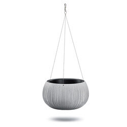 Pot rond en plastique BOWL à suspendre - D.37cm - 9L - Gris béton - OOGarden