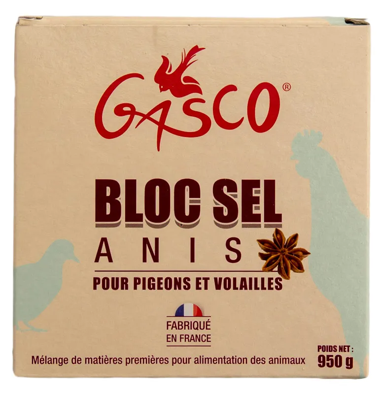 Bloc De Sel Anisé 950 G Pour Poules Et Pigeons GASCO