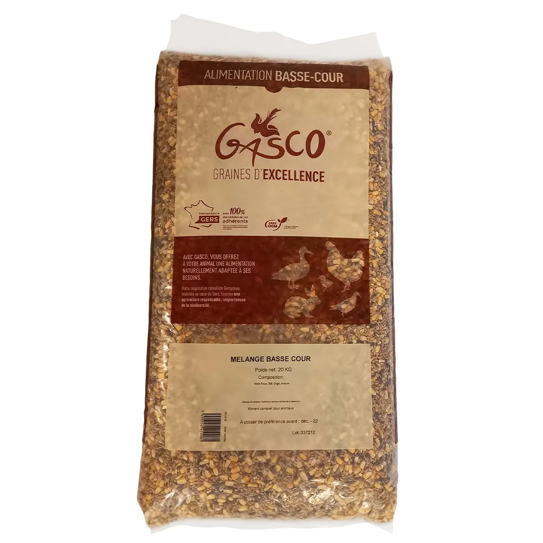 Mélange Basse Cour 20 Kg Gasco - Nutrition Complète Sans OGM