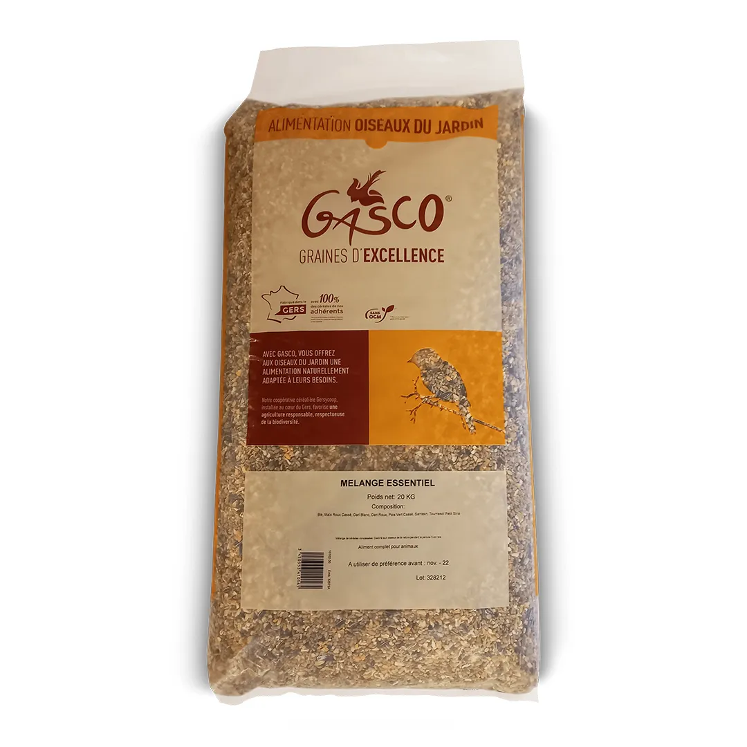 Mélange Essentiel Oiseau 20kg - GASCO - Nourriture Oiseaux Sauvages