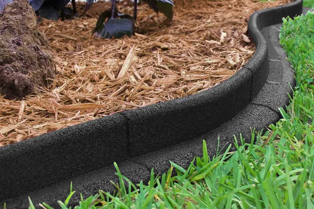 Lot de 6 bordures de jardin flexibles en caoutchouc   noir   L. 120 cm