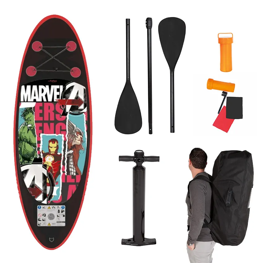 Paddle gonflable pour enfant Marvel avec pompe de gonflage et pagaie