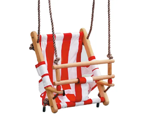 Babyschaukel aus Holz mit Stoffsitz