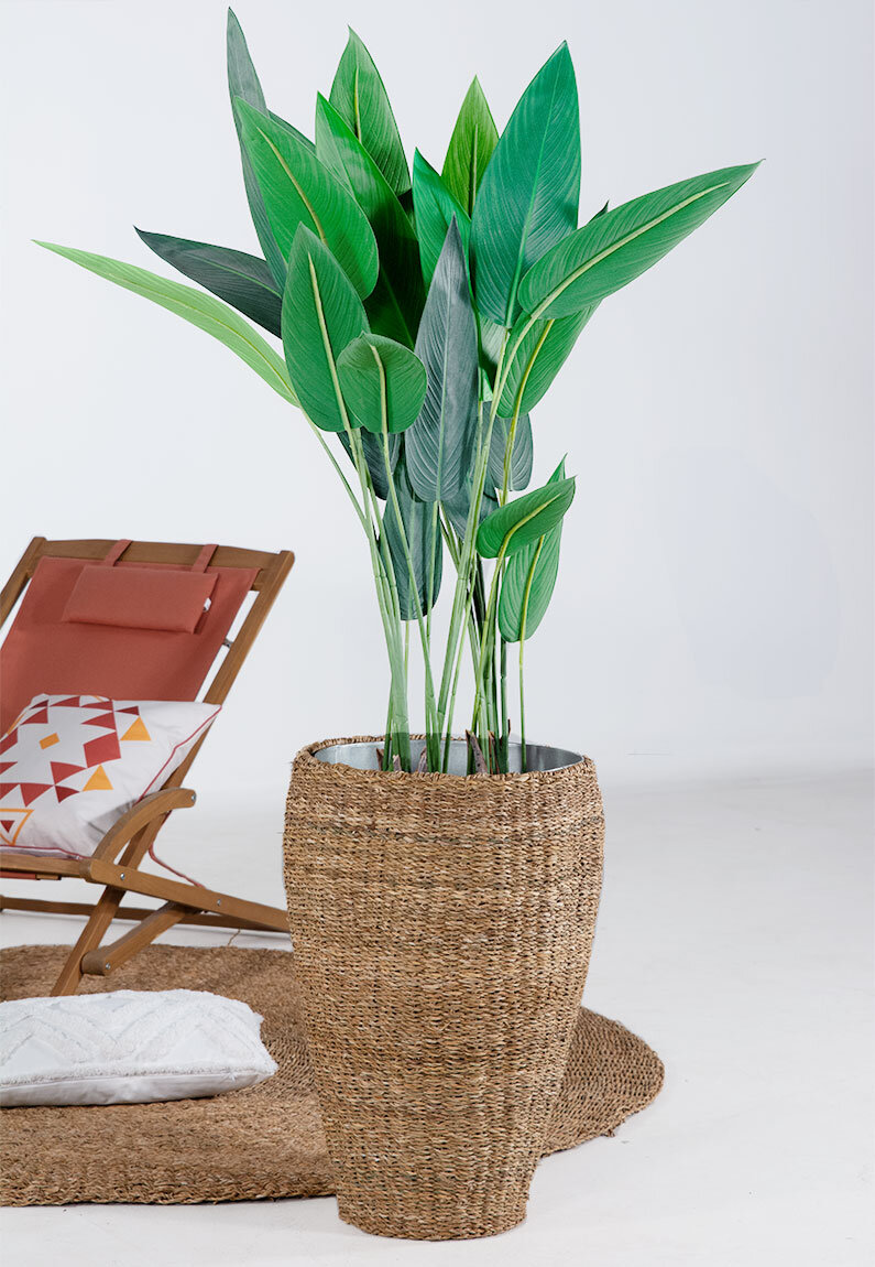 Hoher Blumentopf aus Meeresbinsen Höhe 65 cm AGRA