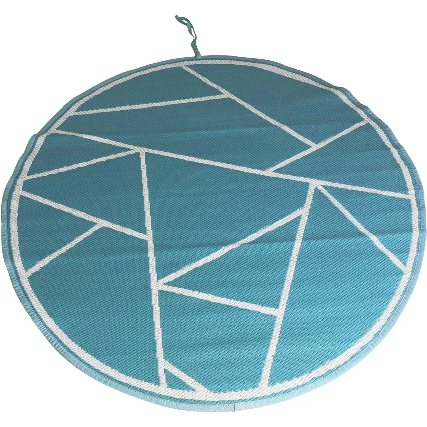 Tapis d'extÃ©rieur rond diamÃ¨tre 180 cm graphique LENAS