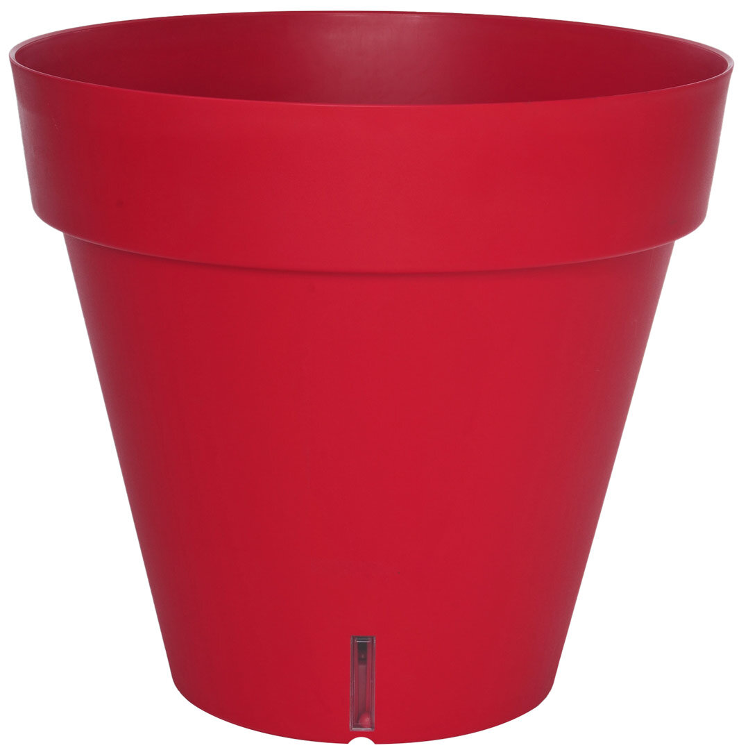 Pot de fleurs rond à reserve d'eau D.60cm rouge - OOGarden