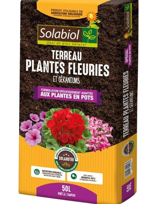 Terreau géraniums et plantes fleuries 50 L