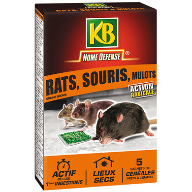 Raticide en céréales contre rats souris mulots 125g