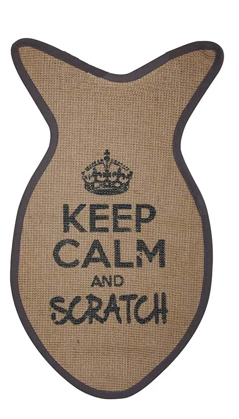 Tapis griffoir gris Keep Calm Scratch pour chats et chatons, Wouapy