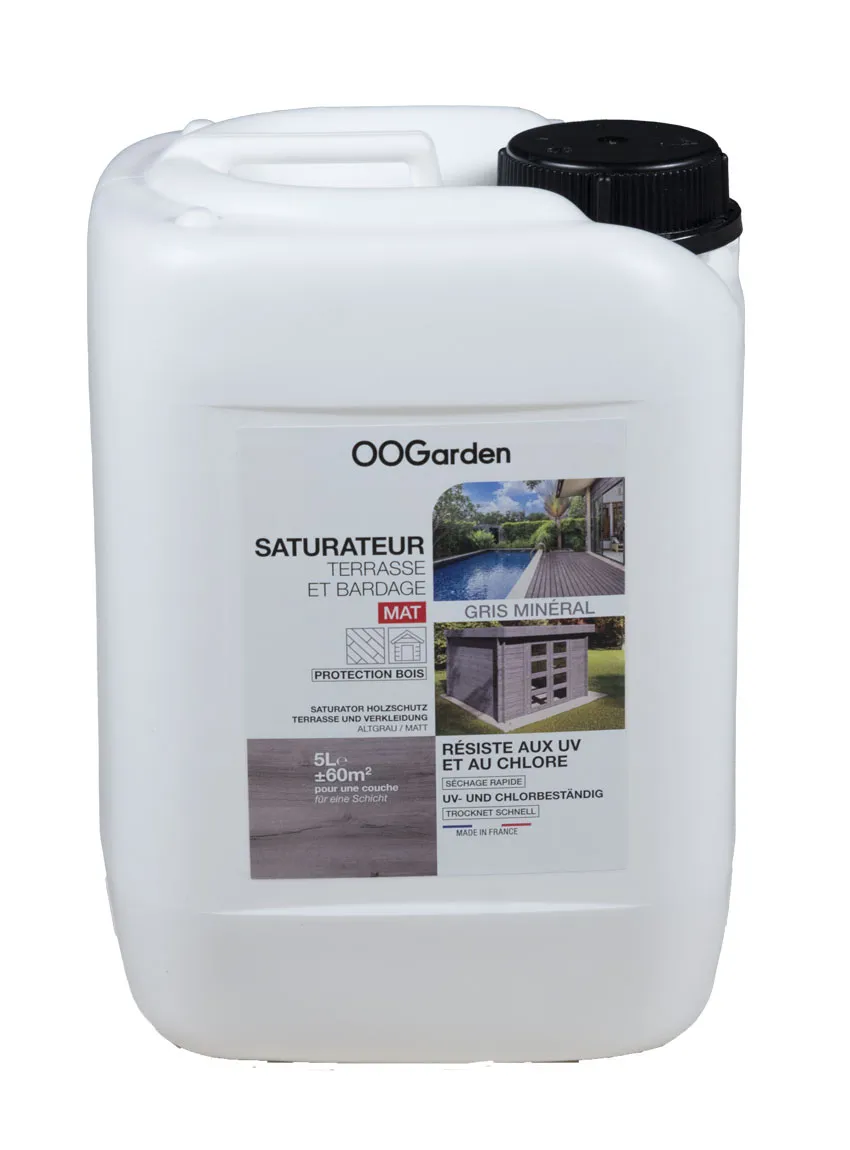 Saturateur bois extÃ©rieur 5L (lames terrasse, chalets, bardage)   Gris