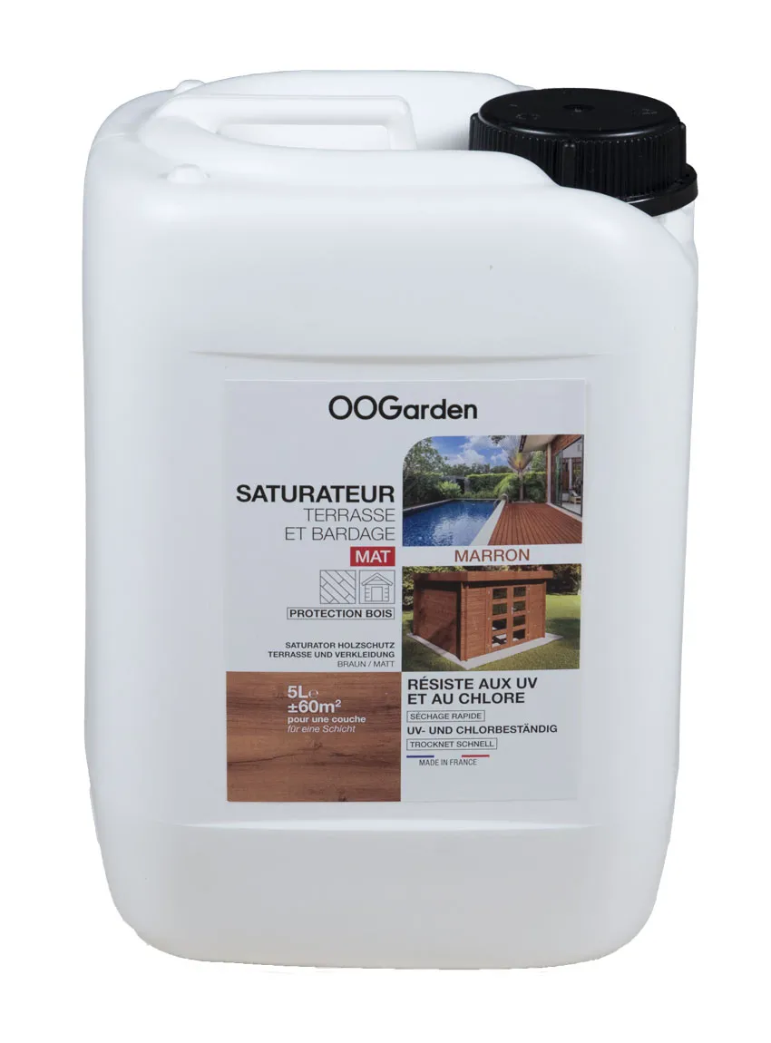 Saturateur bois extÃ©rieur 5L (terrasse, chalet bois, bardage)   Marron