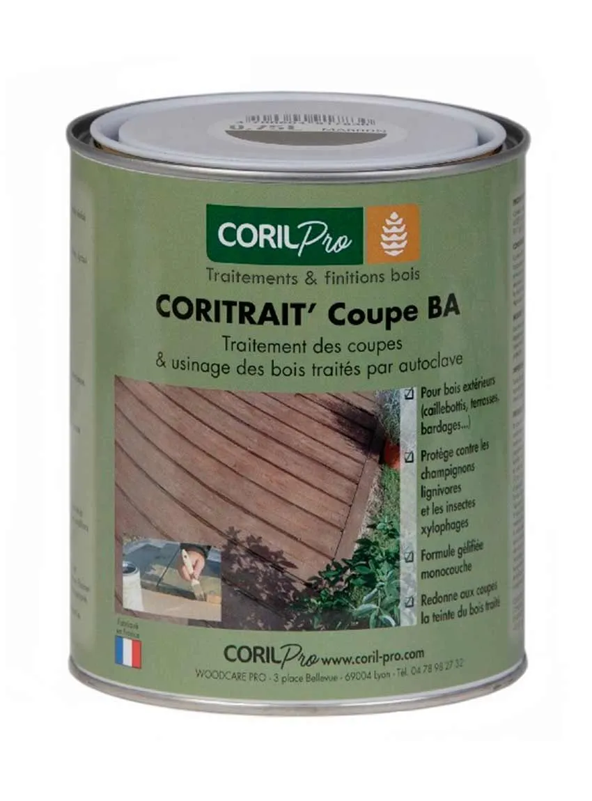Produit de traitement de coupe bois autoclave vert   CORITRAIT 0,75L