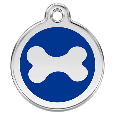 Médaille d'identification pour animaux os bleu foncé taille s
