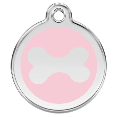 Médaille d'identification pour animaux os rose taille s