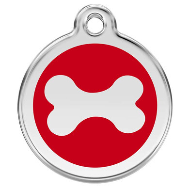 Médaille d'identification pour animaux os rouge taille s