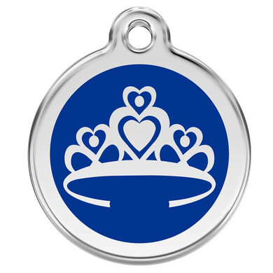 Médaille d'identification pour animaux couronne bleu foncé taille l