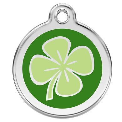 Médaille d'identification pour animaux trèfle vert taille s