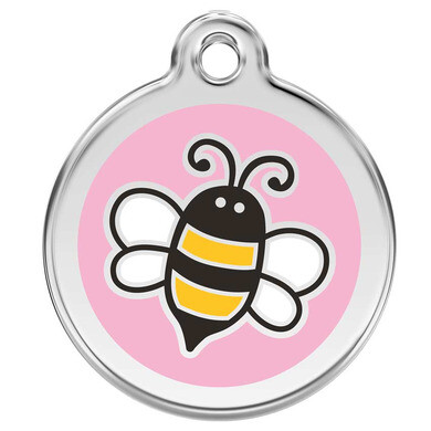 Médaille d'identification pour animaux abeille rose taille l