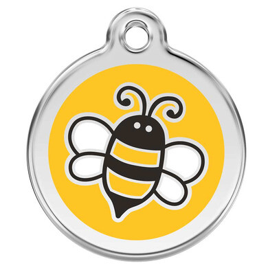 Médaille d'identification pour animaux abeille jaune taille l