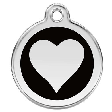 Médaille d'identification pour animaux coeur noir taille l