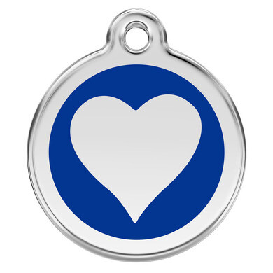 Médaille d'identification pour animaux coeur bleu foncé taille l