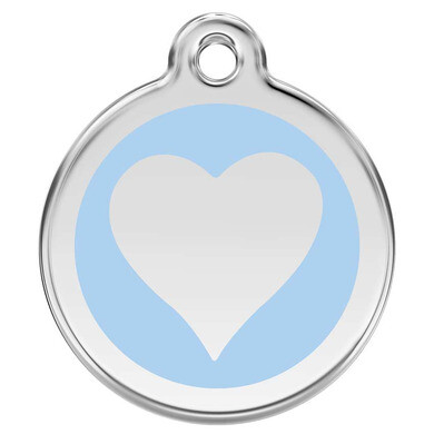 Médaille d'identification pour animaux coeur bleu clair taille l