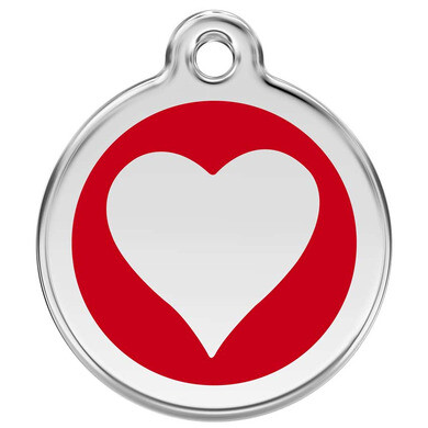 Médaille d'identification pour animaux coeur rouge taille s